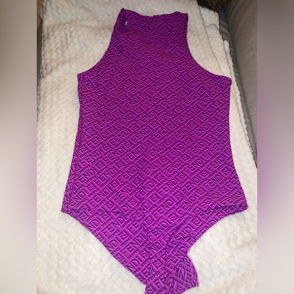 Fendi x skims fuchsia/ pink logo bodysuit size small
